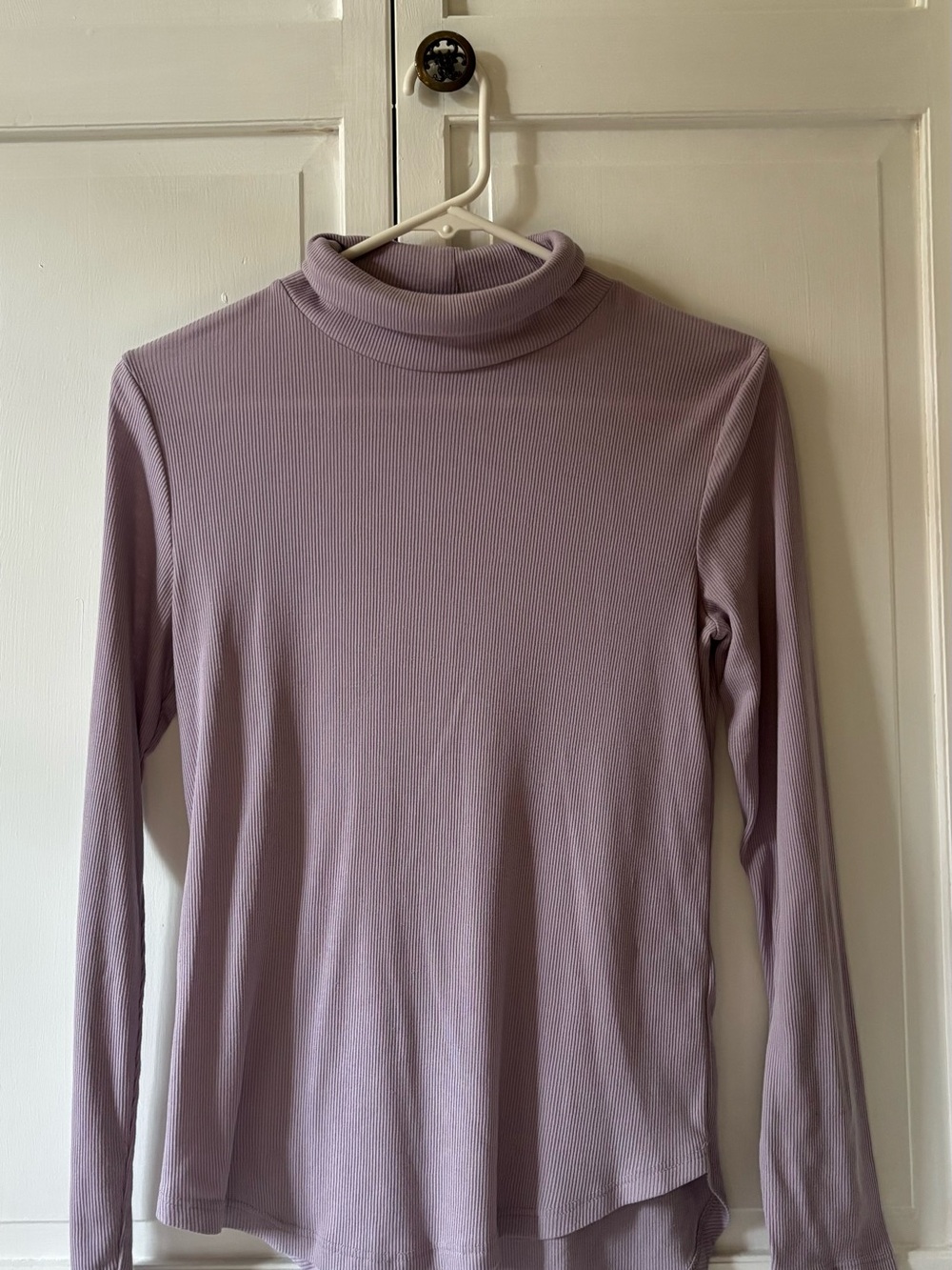 Women’s Long Sleeve Ribbed Turtleneck Top - Lavender
